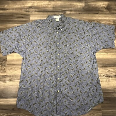 Columbia Shirt Mens Extra Extra Large Short Sleeve Button Up Fish Pattern