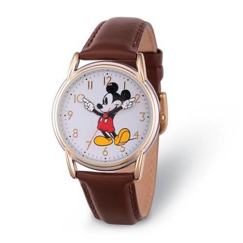Disney Adult Size Brown Strap Mickey Mouse with Moving Arms Watch