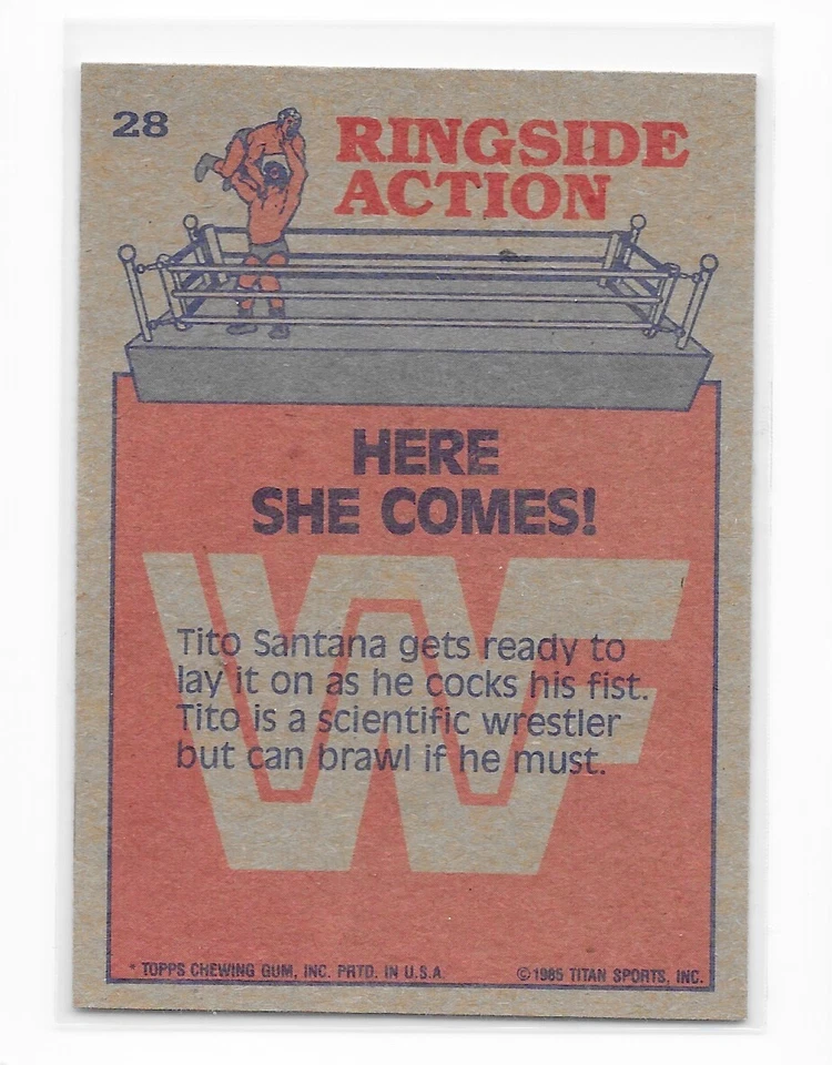 1985 Topps WWF TITO SANTANA #28 Trading Card Wrestling WWE Here She Comes! - Image 2 of 2