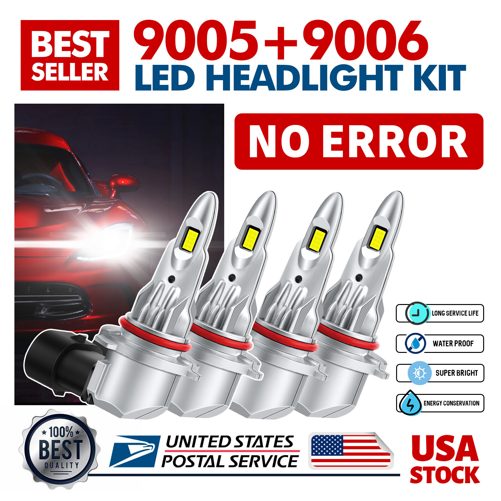 For Chevrolet Tahoe 1995-2006 9005 9006 LED Headlight Bulbs Combo High Low Beam