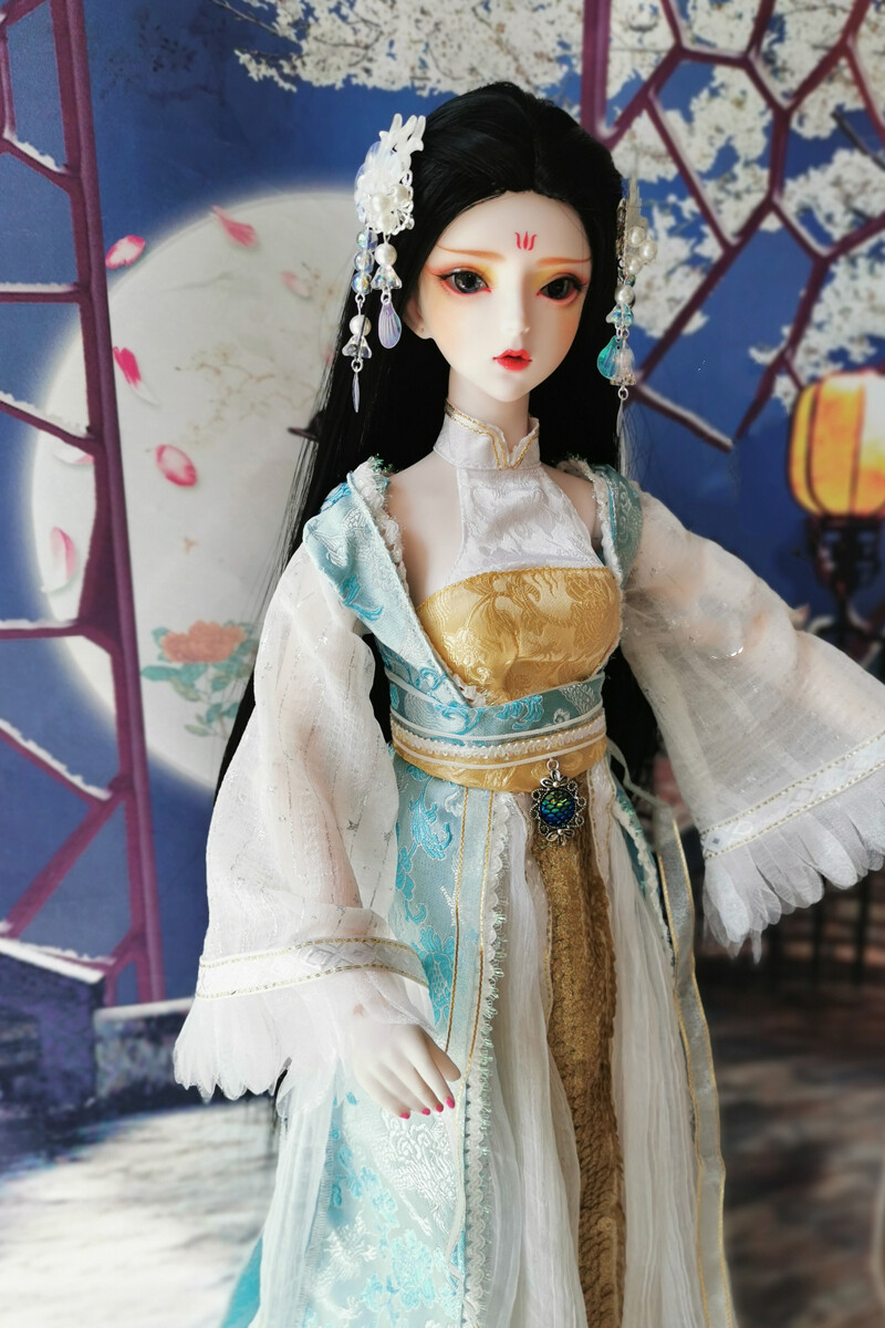 1/3SD BJD Doll Outfit Archaic Ancient Moon Fairy Top Chest Dress Gown Round  Fan | eBay