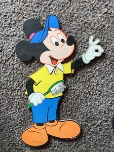 Vintage Children’s Art DISNEY MICKEY MOUSE DECOR-PRESSED CARDBOARD CUTOUT-A