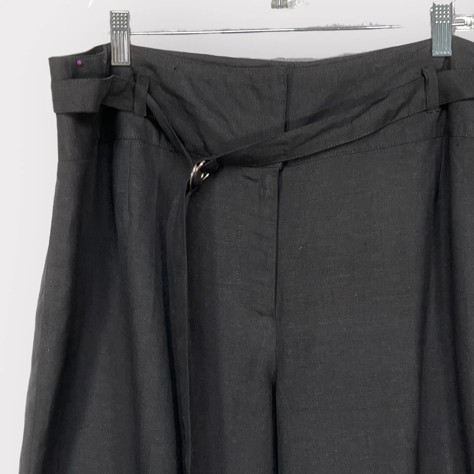 泛特学短礼服裤子女式 20W 黑色内衬腰带口袋亚麻混纺 — 第 3/4 张图片