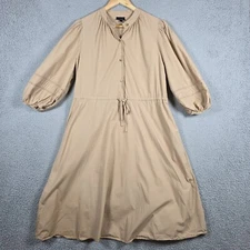 Who What Wear Midi Dress Size Medium Beige Tan Puff Sleeve Peasant Cottagecore