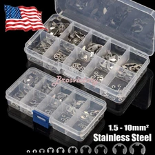 200PCS Internal Circlip Ring Kit Stainless Steel E-Clip External Retaining Snap