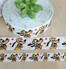 7/8  1.5" 1 YD Pluto Grosgrain Ribbon Disney Bloodhound Character Ribbon