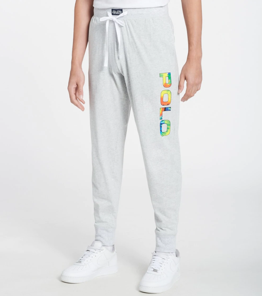 New Polo Ralph Lauren Tie Dye Knit Jogger Pants Gray Men's Size