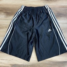 Adidas Shorts Youth Boys Large Black 3 Stripes Soccer Basketball Drawstring 9"