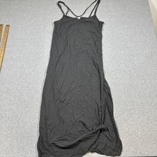 Aerie Sz S Black Modal Strappy Sleeveless Maxi Dress Side Slit Basic Minimal
