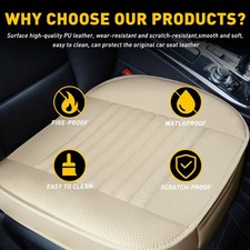 Car Seat Cover Leather Pu Front Auto Universal Seat Cushion Protector Pad Beige