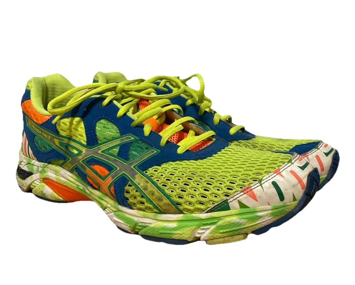 Size 10.5 - Asics Gel-Noosa - Lime Green Orange Blue Size 10.5 - Asics Gel Noosa Tri 7 Neon Orange for sale  main image 4