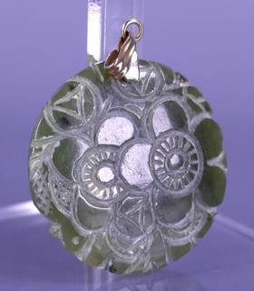 Fine Old Chinese Carved Green Spinach Jade Plaque Pendant Scholar Art Jewelry