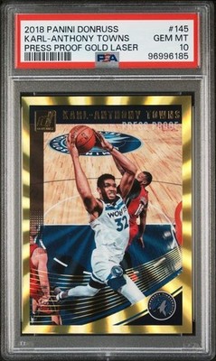 KARL ANTHONY-TOWNS 2018-19 Donruss Press Proof Gold Laser #'d 6/10 PSA 10 POP 2