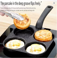 Medical Stone 4-Hole Non-Stick Omelette Egg Dumpling Frying Pan