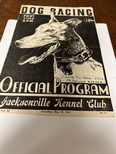 1945 Dog Racing Program Jacksonville Florida Greyhound Racing Vintage ...