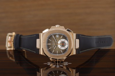 Patek Philippe Nautilus 5980R-001 Chronograph Date 18kt Rose Gold Tobacco Brown