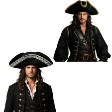 Adults Pirate Hat Carnival Tricorn Cap Punk Headwear Trendy Captain Hat Retro