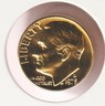 24k Gold Plate Rare Old US 1975 Liberty Roosevelt Dime Collector Collection Coin Denver Roosevelt