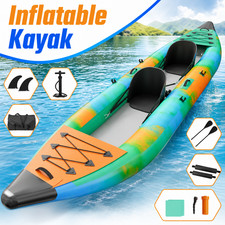 Inflatable Kayak 2-Person, Fishing Touring Canoe Set with Paddles, Pump & Bag