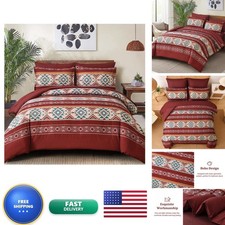 Anibedding Red Comforter Set Queen 7 Pieces Boho Bed in a Bag