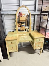 Vintage French Provincial Flip-Top Vanity Desk with Hidden Mirror — listing 3
