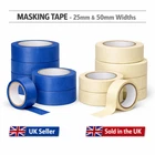 Masking Tape 25mm 50mm x 50m Blue High Tack White Low Tack Painters Tape