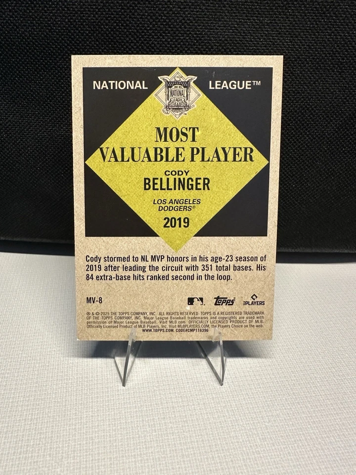 2025 Topps Update Series MVP Insert Cody Bellinger 2019 NL MVP - Image 2 of 2