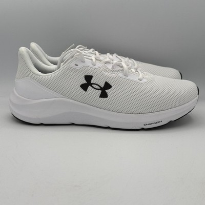 Under Armour Charged Pursuit 4 Shoes Mens 11 White Black Running 3028254-100