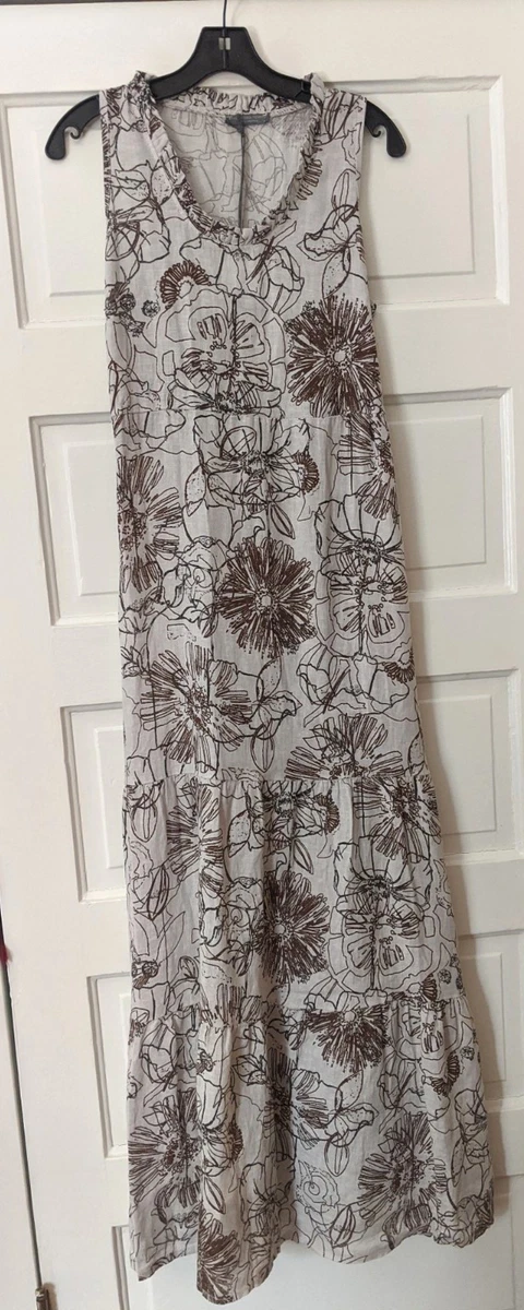 knee length dresses for ladies Pure Linen Handmade Positano Long Dress with Collar M main image 1