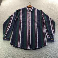 Vintage Big Mac Flannel Shirt Mens MT Medium Tall Green Blue Striped Made In USA