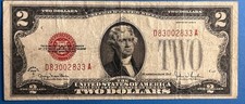 1928-G $2 Dollar Red Seal. Free Shipping