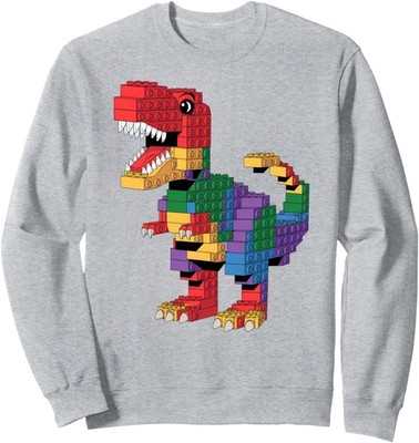 Master Builder Building Bricks Cool Dinosaur T-Rex  Unisex Crewneck Sweatshirt