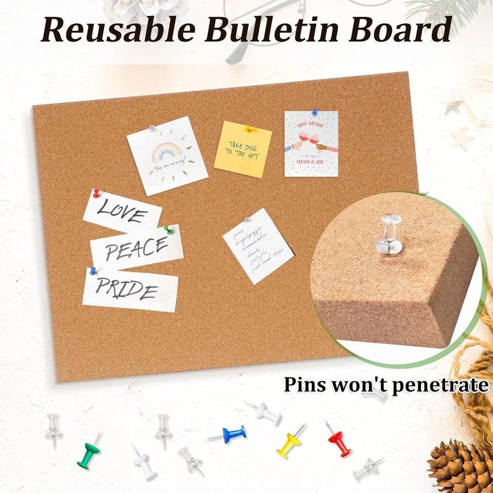 DOLLAR BOSS Magnetic Cork Board, 16" x 12" Small Cork Bulletin Board 0.7" Thick - Image 3 of 4