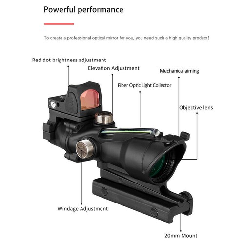 4x32 ACOG Optic Scope Reticle Fiber Green Red Illuminated Optic Sight With RMR - Picture 5 of 14