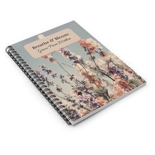 Floral Spiral Notebook - Breathe  Bloom, Inspirational Journal, Writing Diary,