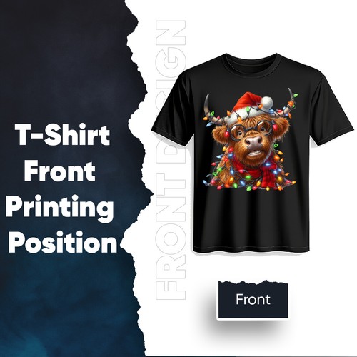 Highland Cow Christmas T-Shirt for Women -Cute Holiday Graphic Tee Funny Cow #MC - Picture 7 of 27