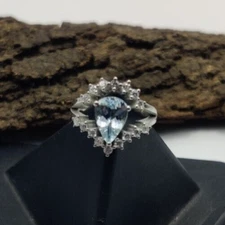 Natural Aquamarine Moissanite Diamond Ring | 925 Sterling Silver Handmade jewels