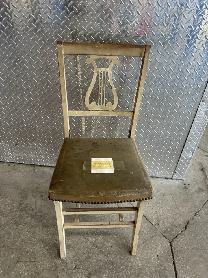 Antique Vintage Wooden Side Chair With Backrest for Harp and Lyre - Image 3 of 4