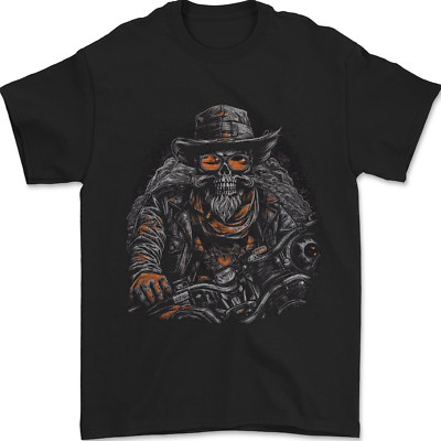 An Old Biker Skull Motorrad Chopper Herren T-Shirt 100% Baumwolle