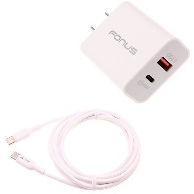 Fast Type-C 36W PD Home Charger 6ft Long Cable USB-C Power Cord for Smartphones