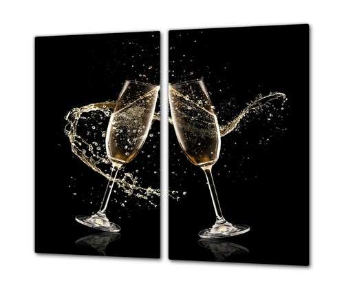 Hob Cover Induction Electric Cooker Chopping Board Glass Set 2 Parts Champagne - Picture 2 of 5