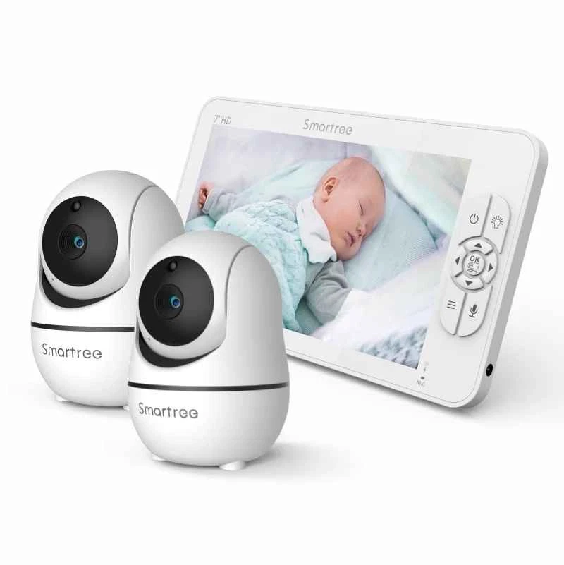 1080P HD Split Screen Baby Monitor 2 Cameras, Zoom, Pan, Battery 4000mAh