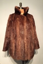 Modern Short Long Fur Jacket Notch Collar Loose Fit 50” Bust 