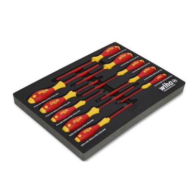 Wiha Tools 32080 10 Piece Insulated SoftFinish Cushion Grip Screwdriver Tray Set