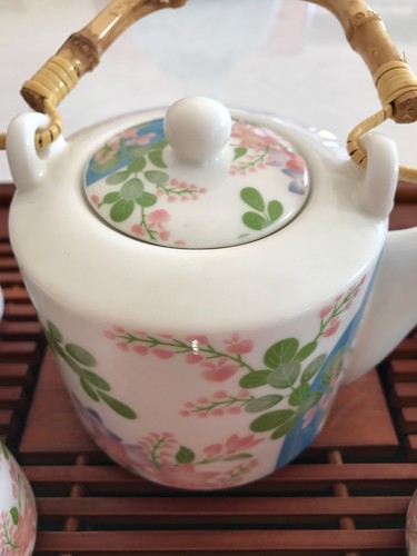 New Teapot set 4cups Cute Flower High Quality Hand Painted Gift Box Beautiful - Picture 3 of 9