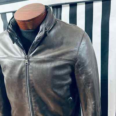 【IONSEOUL】Curved Line Collar Leahter Jacket 4JH617 Generic Korean Fashion Women's Genuine Cowhide Leather