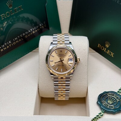 Rolex Datejust 31 NEW 2025 Champagne Index Two Tone Yellow Gold Fluted Jubilee