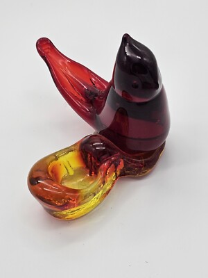 Vtg Cardinal Of Love With Amberina UV  Taper Candle Holder Signed W.Ward 1988