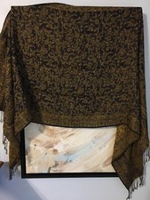 Navy  gold Shawl/ Scarf W/ Silver stud