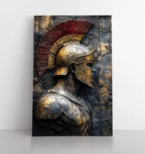 Spartan Warrior Wall Art, Framed Canvas Print, Ancient Greek Carving Soldier